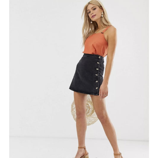 Asos design size 14 tall denim wrap skirt with buttons - skirts bottom - clothing & fashion - skirt - skirts women’s