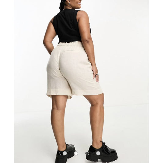 Only curve size eu46 / 18 linen shorts in cream - 18 - shorts bottom - clothing & fashion - shorts women’s apparel