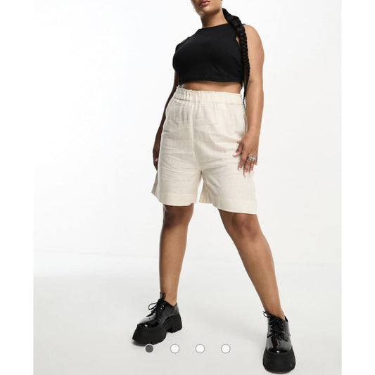 Only curve size eu46 / 18 linen shorts in cream - 18 - shorts bottom - clothing & fashion - shorts women’s apparel