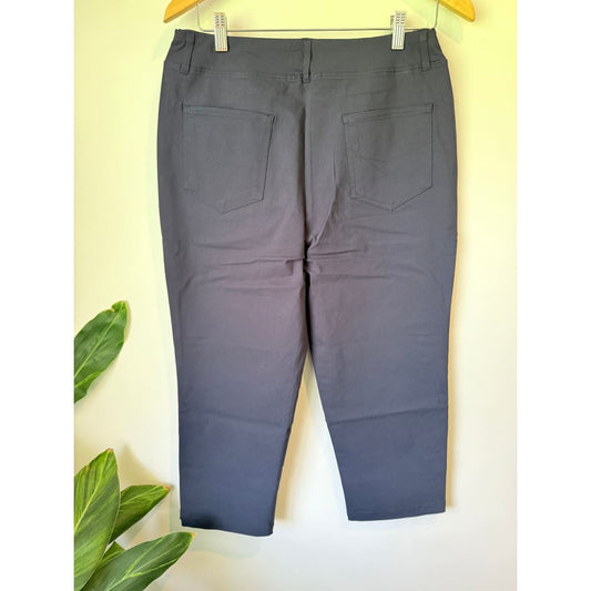 Ella j size 12 pull-on button cropped trousers in lagoon - trousers bottom women’s apparel