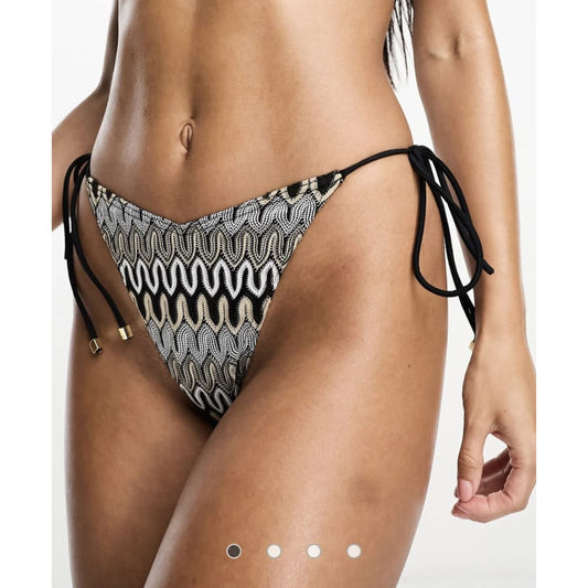 South beach size 8 embroidered tie side bikini bottom in multi - swimwear bikini - clothing & fashion - full body
