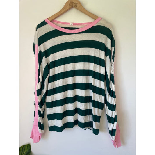 Brand New Women’s Striped Cotton/Modal Top – Cut-Label, Size 6, Unbranded Clearance