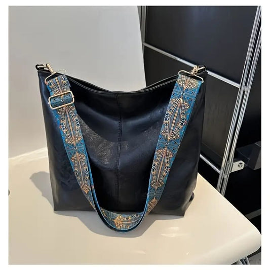 Boho black womans shoulder bag - shoulder bags accessories women’s apparel