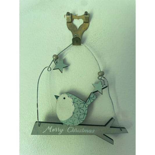 Merry christmas wooden bird ornament - holiday ornaments christmas decorations - seasonal & holidays decorations