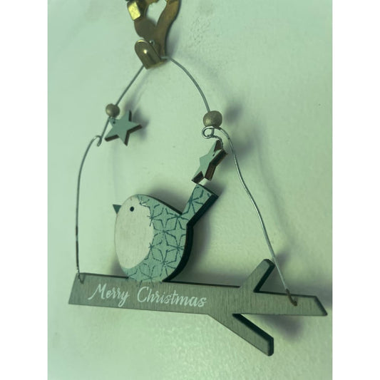 Merry christmas wooden bird ornament - holiday ornaments christmas decorations - seasonal & holidays decorations