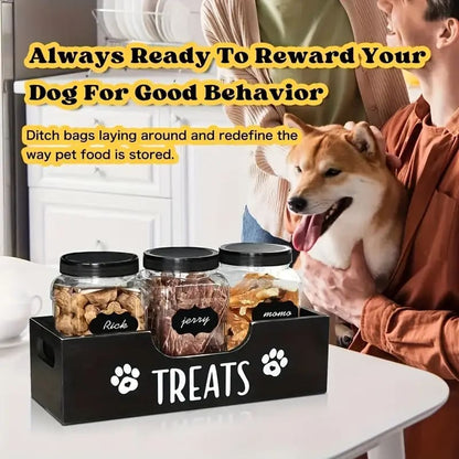 Wooden pet treat holder station | rustic storage box for pet snacks – brand new - food storage containers pet apparel &