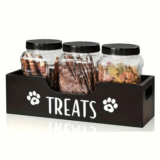 Wooden pet treat holder station | rustic storage box for pet snacks – brand new - food storage containers pet apparel &