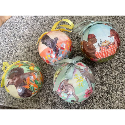 Woodland animal christmas baubles – set of 4 | whimsical tree ornaments – brand new - holiday ornaments christmas