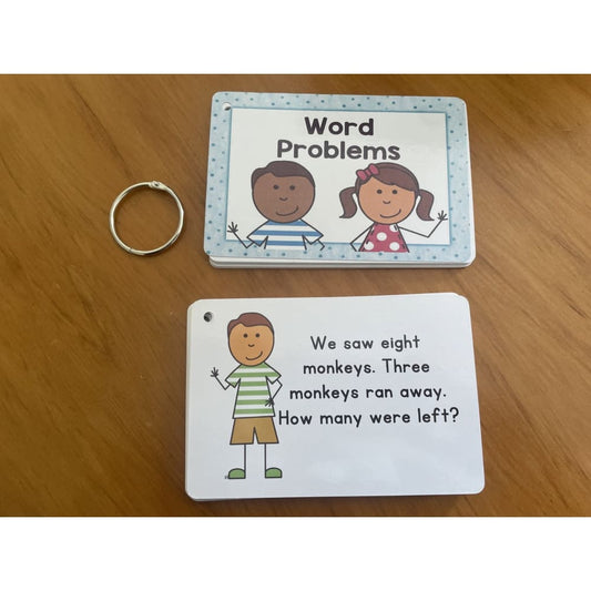 Word problem cards | maths practice flashcards with ring – brand new - educational flash cards book - educational