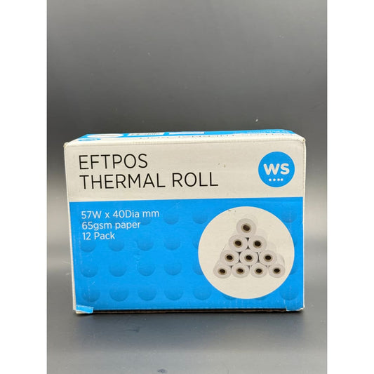 12 pack ws eftpos thermal rolls 57mm x 40mm - receipt & adding machine paper rolls stationery