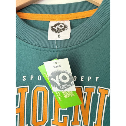 Yo young original size 8 green sweatshirt – comfy & casual layer for everyday wear - sweatshirts top women’s apparel