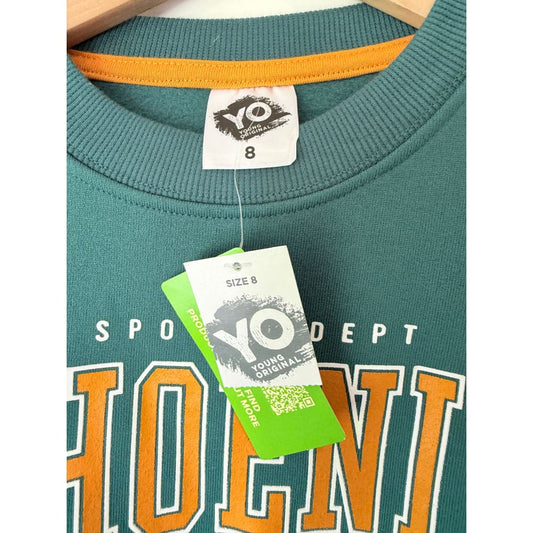 Yo young original size 8 green sweatshirt – comfy & casual layer for everyday wear - sweatshirts top women’s apparel