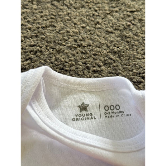 Young original baby bodysuit – size 0–3 months | white cotton | funny graphic print - baby one-pieces baby clothing