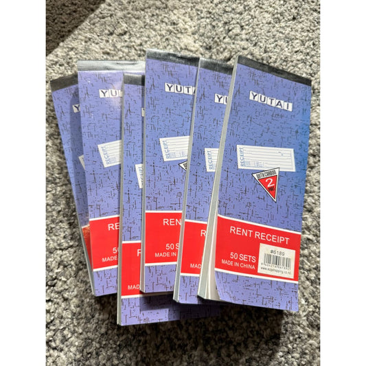 6-pack yutai rent / money receipt books - business forms & receipts stationery