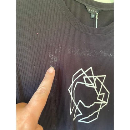 Zafina size 10 ribbed t-shirt dress – geometric white design - dresses clothing & fashion - designer clearance - short