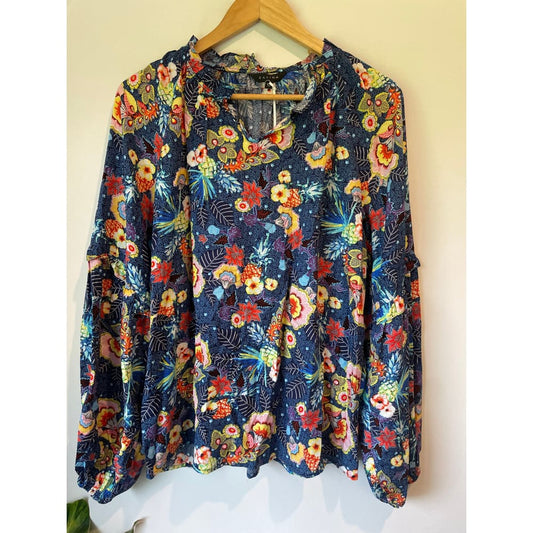 Zafina size 10 floral top - clothing tops blouse - clothing & fashion - designer clearance - top women’s apparel