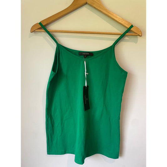Zafina singlet top – size 10 – green hot pink & white - green - tank tops clothing & fashion - designer clearance