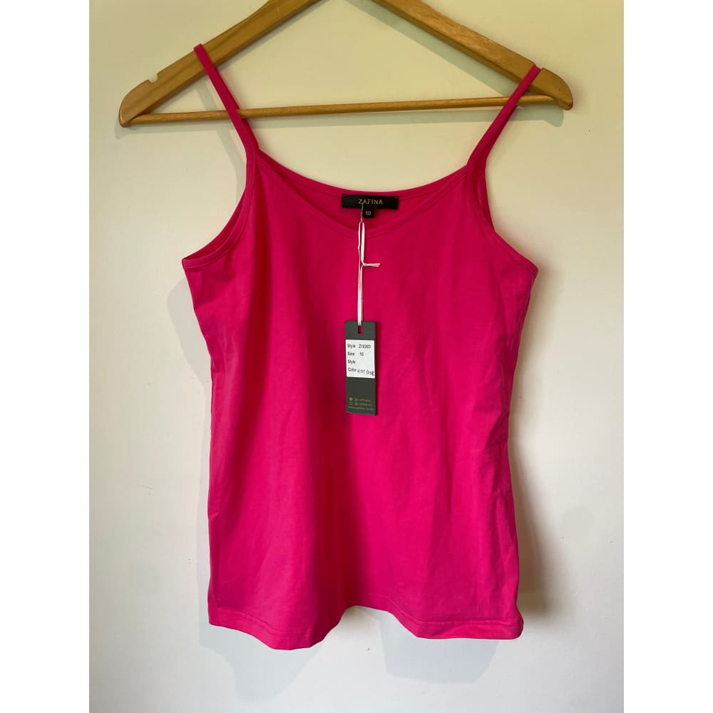 Zafina singlet top – size 10 – green hot pink & white - hot pink - tank tops clothing & fashion - designer clearance