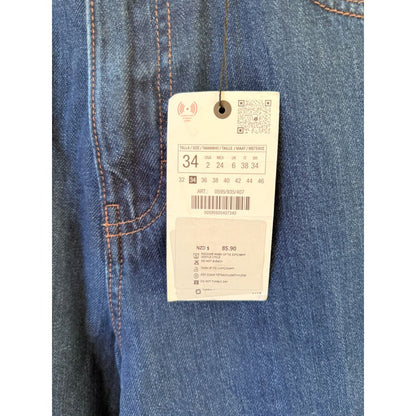 Zara high rise wide leg jeans – size 34 | dark blue denim cropped fit - jeans bottoms men’s apparel